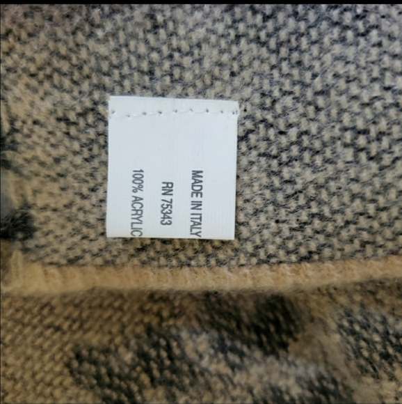 Animal Print Italian Fringe Tan Black Scarf Wrap - Picture 6 of 7